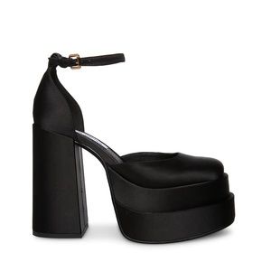 Steve Madden CHARLIZE black satin heels